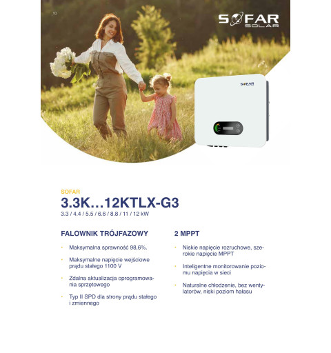Falownik Sofar Solar 11 KTLX-G3 trójfazowy, Wi-Fi
